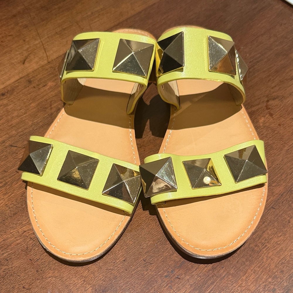 Soda Lime Green Studded Slide Sandals